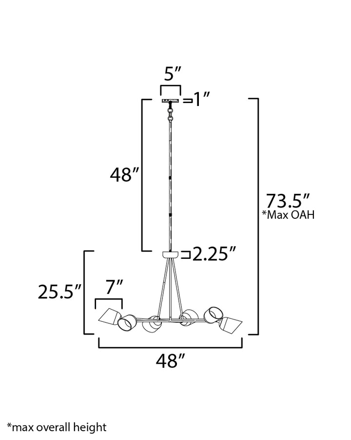 Keppe 6-Light Chandelier dimensions diagram