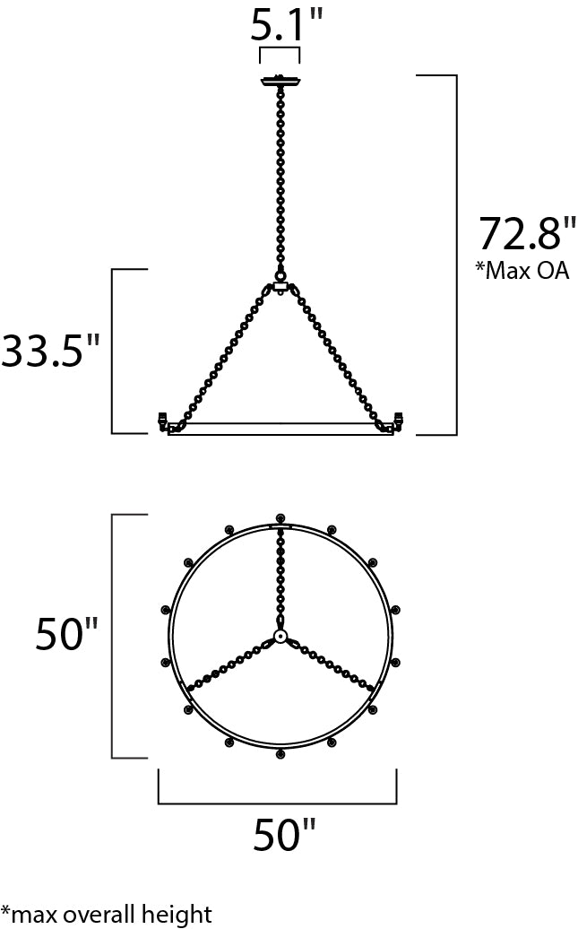 Noble Chandelier dimensions diagram
