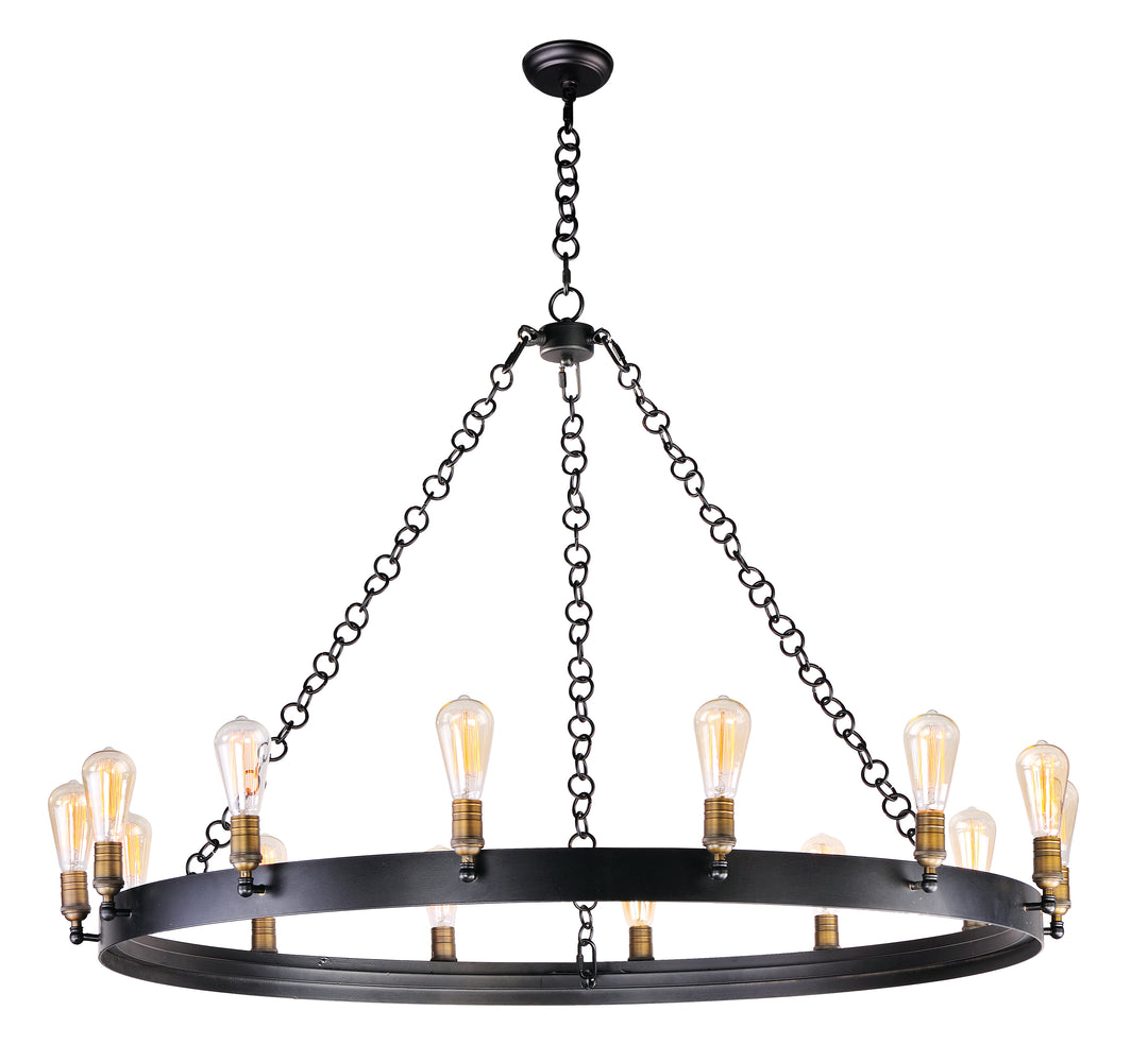 Noble Chandelier w/Bulbs Black / Natural Aged Brass