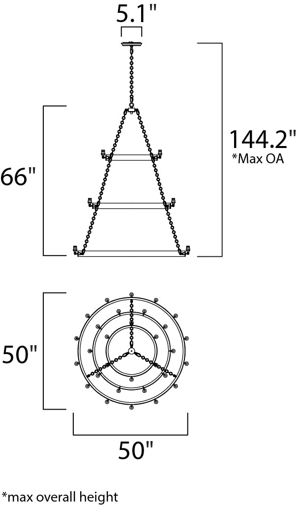 Noble Chandelier dimensions diagram