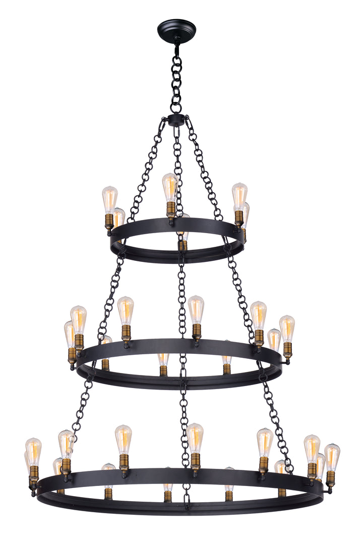 Noble Chandelier w/Bulbs Black / Natural Aged Brass