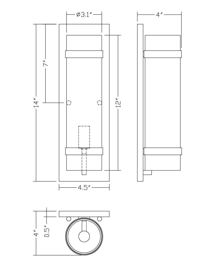 Capitol 1-Light Wall Sconce dimensions diagram
