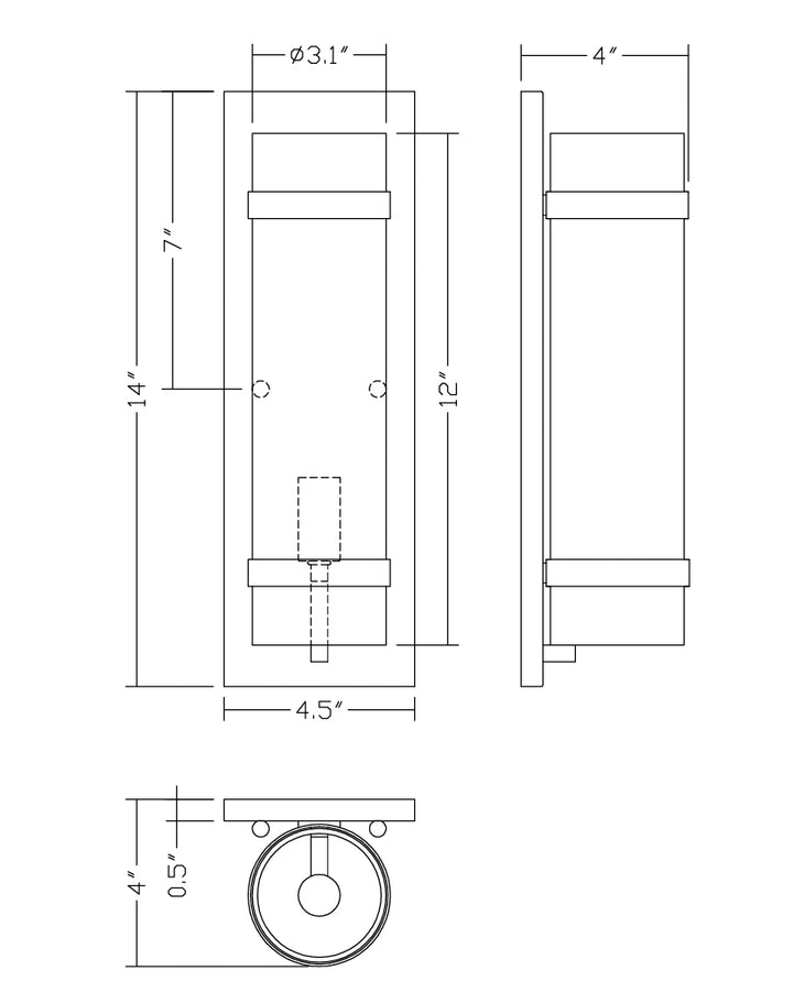 Capitol 1-Light Wall Sconce dimensions diagram