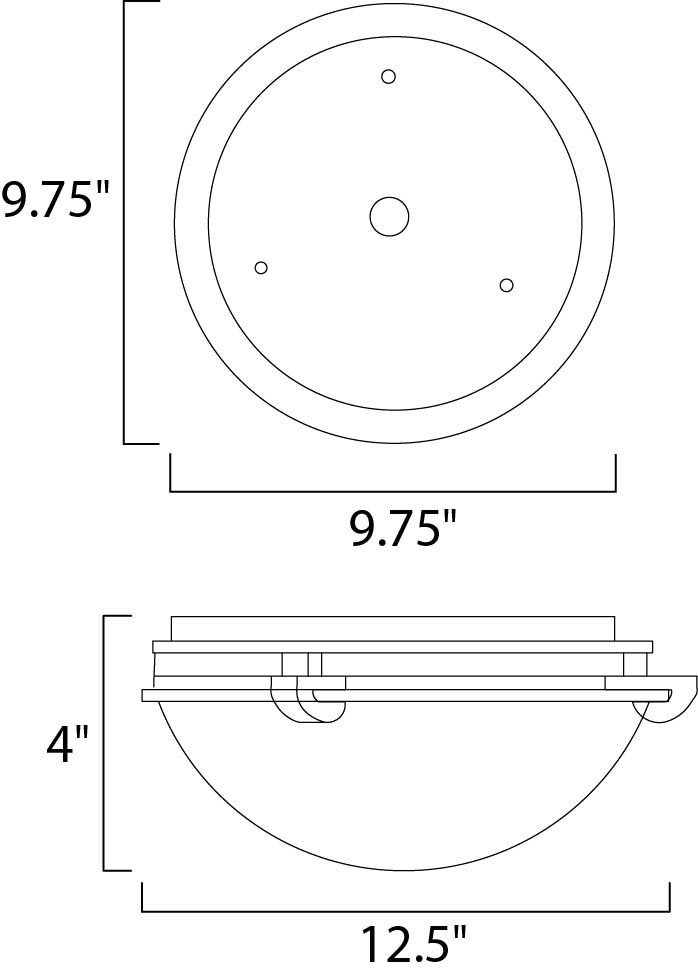 Malaga Flush Mount dimensions diagram