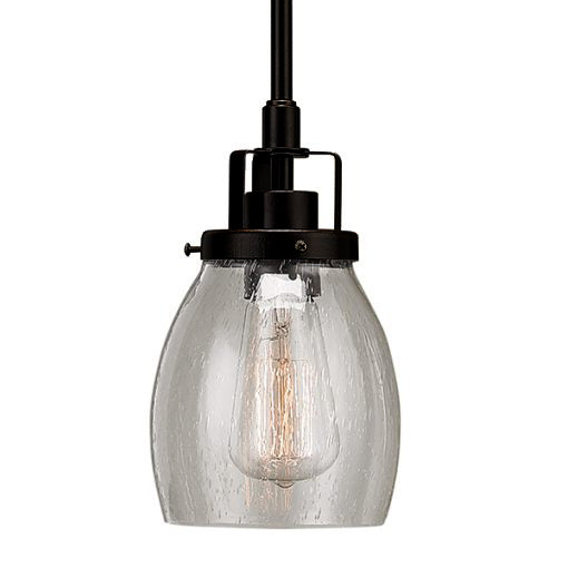 Dayton Pendant in Black with Clear Seeded Glass by Russell