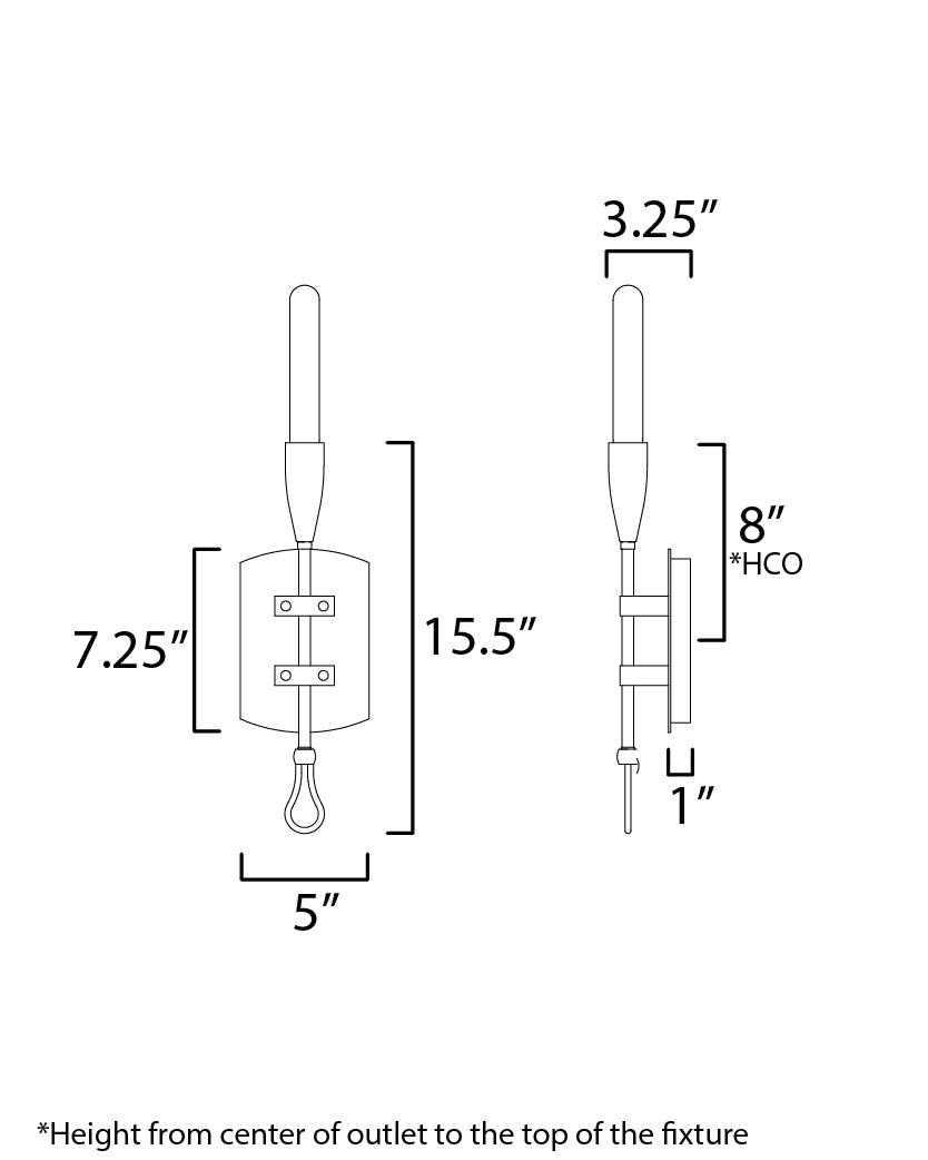 Pioneer 1-Light Sconce dimensions diagram