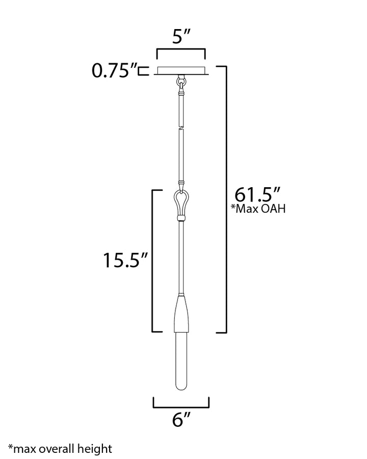 Pioneer 1-Light Pendant dimensions diagram