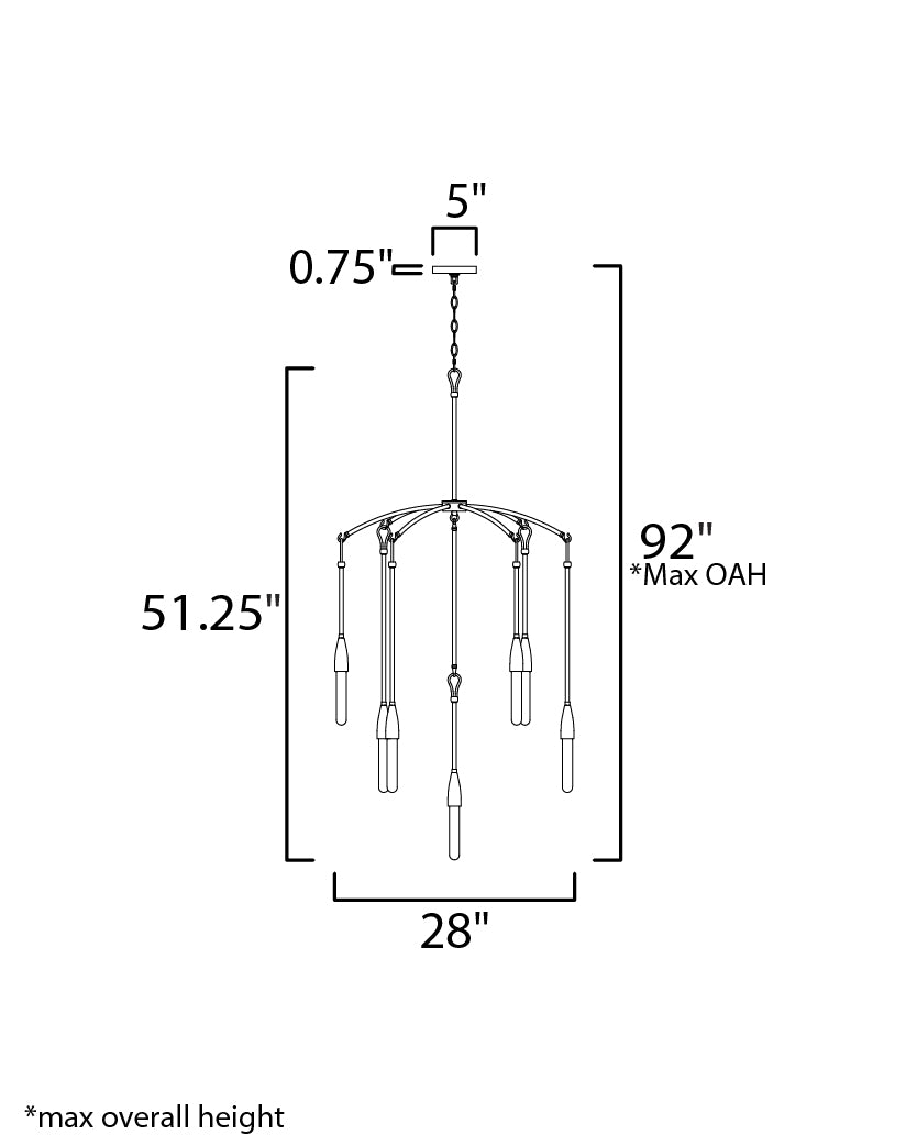 Pioneer 7-Light Chandelier dimensions diagram