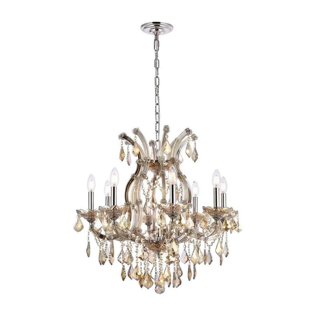 Maria Theresa Crystal Chandelier in Golden Teak & Polished Nickel by Elegant