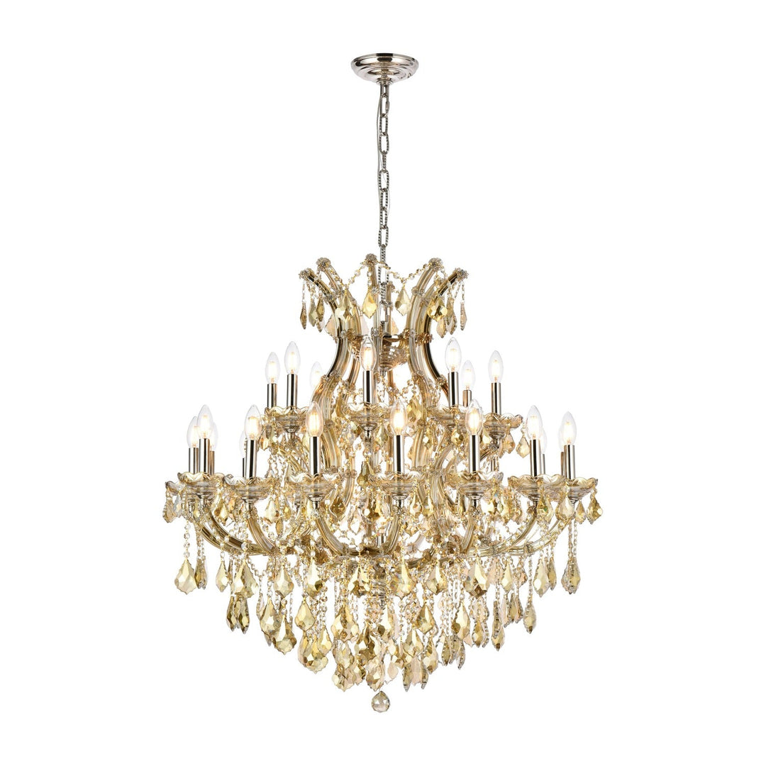Maria Theresa Crystal Chandelier in Golden Teak & Polished Nickel by Elegant