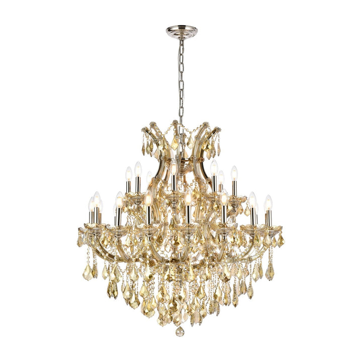 Maria Theresa Crystal Chandelier in Golden Teak & Polished Nickel by Elegant