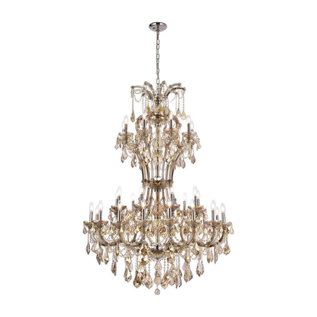 Maria Theresa Crystal Chandelier in Golden Teak & Polished Nickel by Elegant