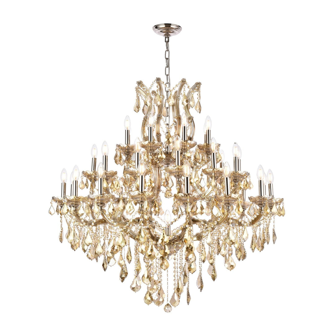 Maria Theresa Crystal Chandelier in Golden Teak & Polished Nickel by Elegant