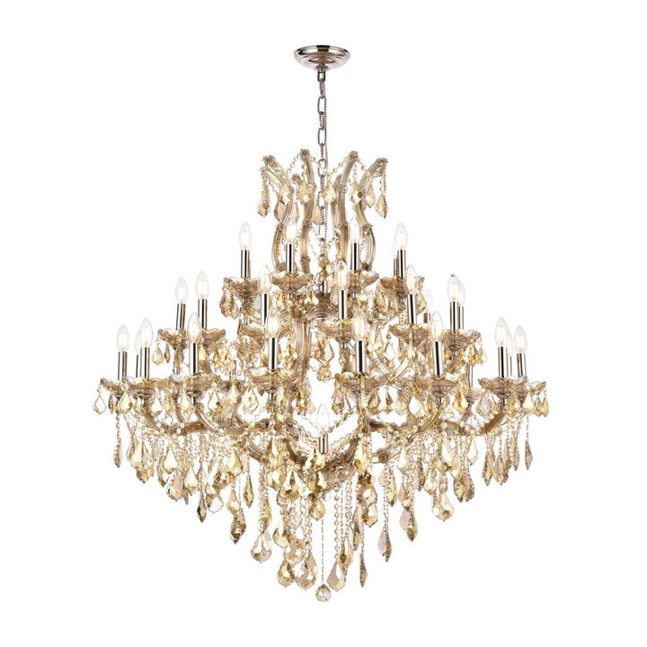 Maria Theresa Crystal Chandelier in Golden Teak & Polished Nickel by Elegant