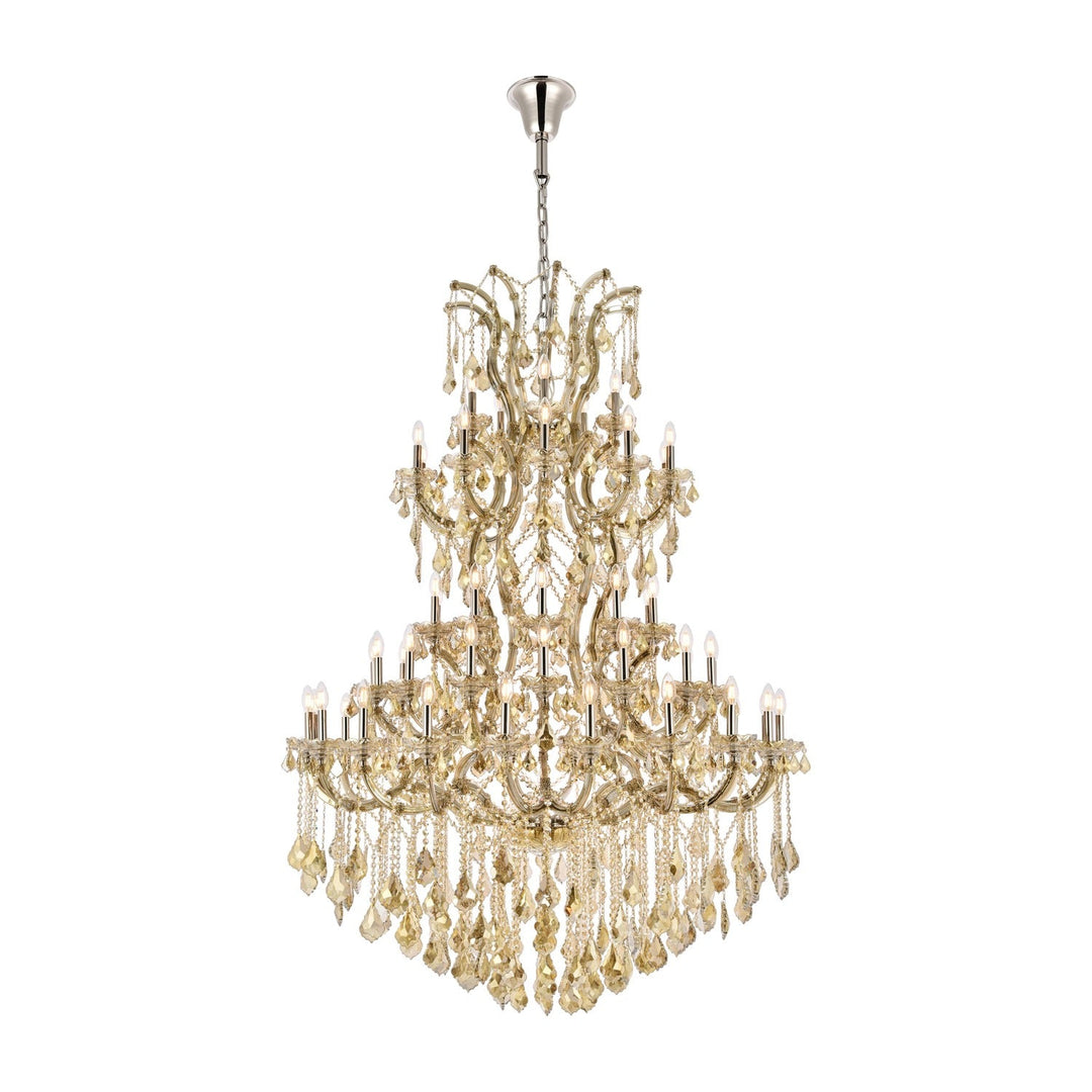 Maria Theresa Crystal Chandelier in Golden Teak & Polished Nickel by Elegant
