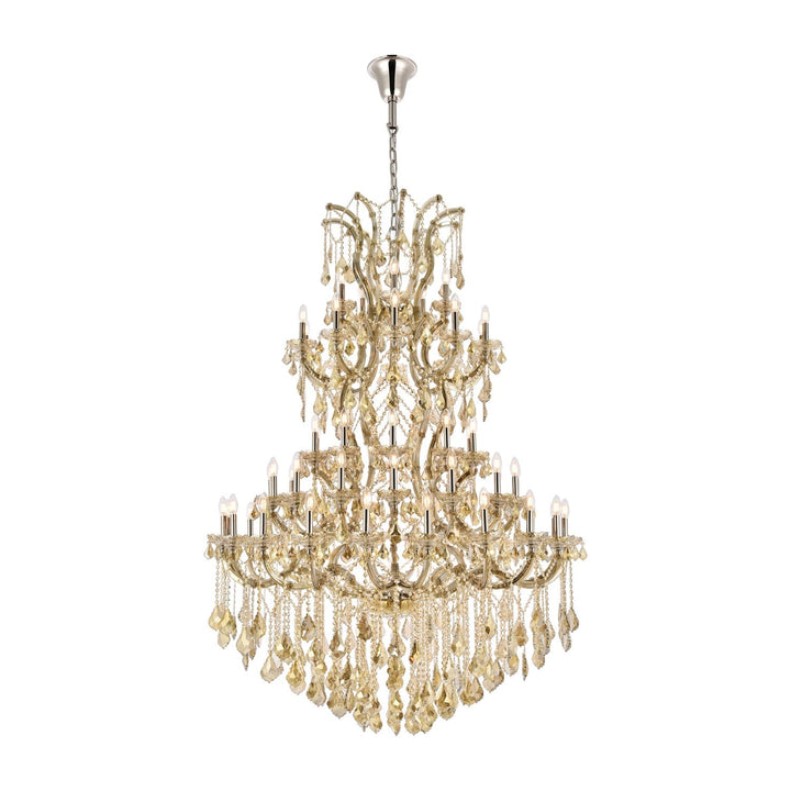 Maria Theresa Crystal Chandelier in Golden Teak & Polished Nickel by Elegant