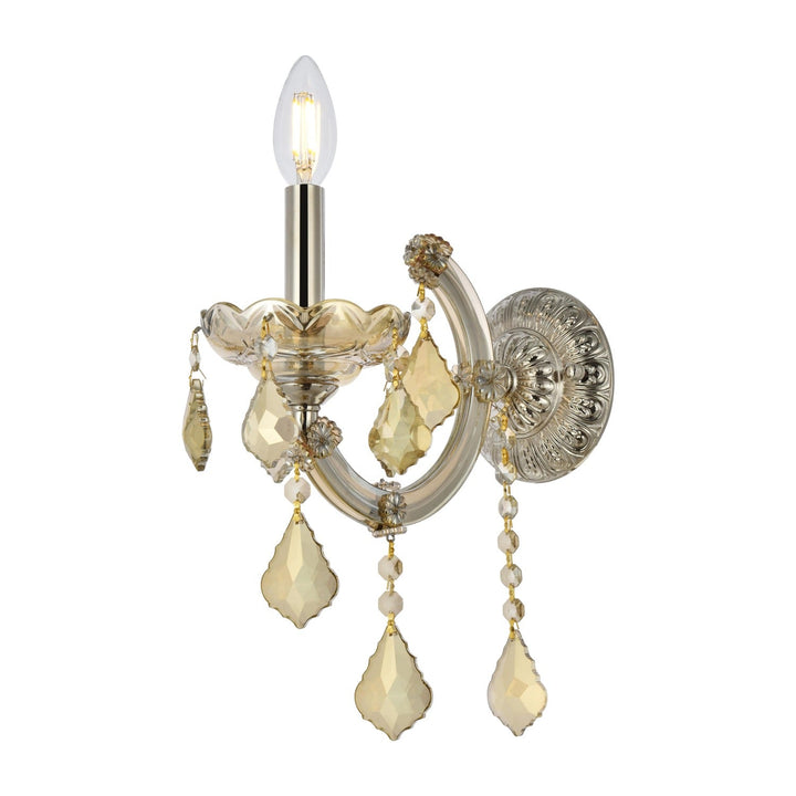 Maria Theresa Crystal Wall Sconce in Golden Teak by Elegant