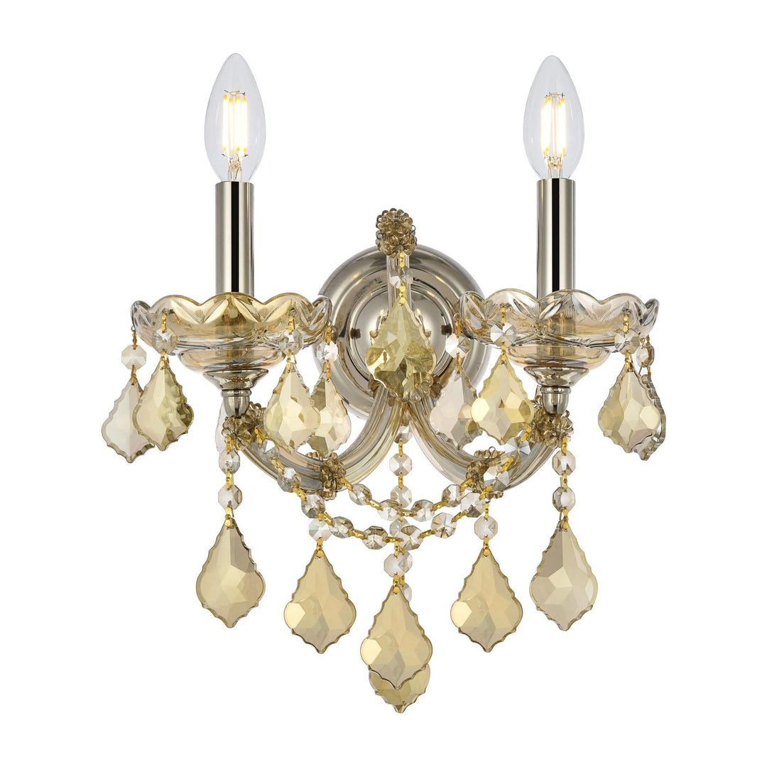 Maria Theresa Crystal Wall Sconce in Golden Teak by Elegant