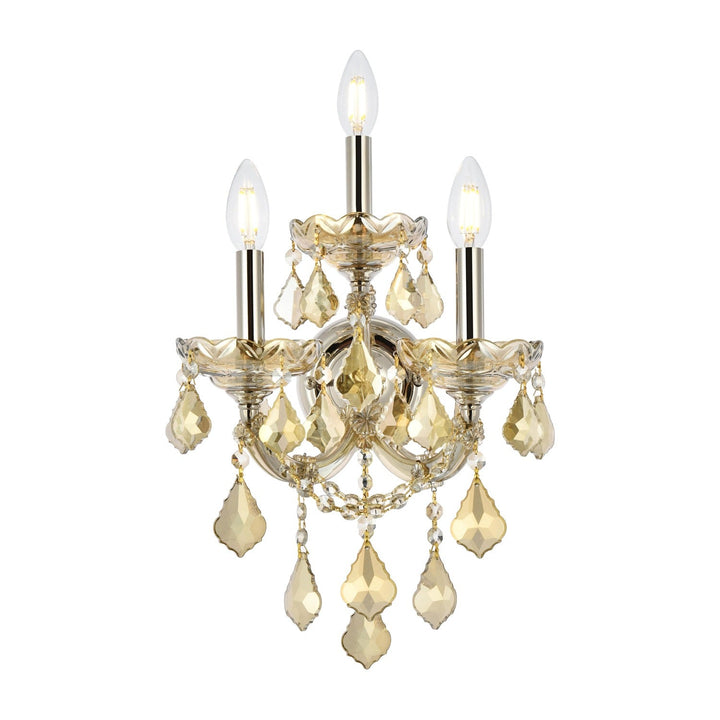 Maria Theresa Crystal Wall Sconce in Golden Teak by Elegant