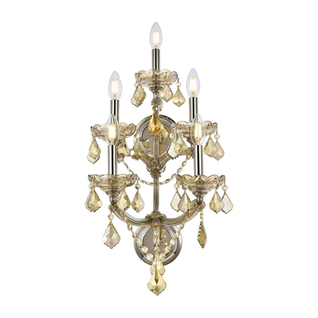 Maria Theresa Crystal Wall Sconce in Golden Teak by Elegant