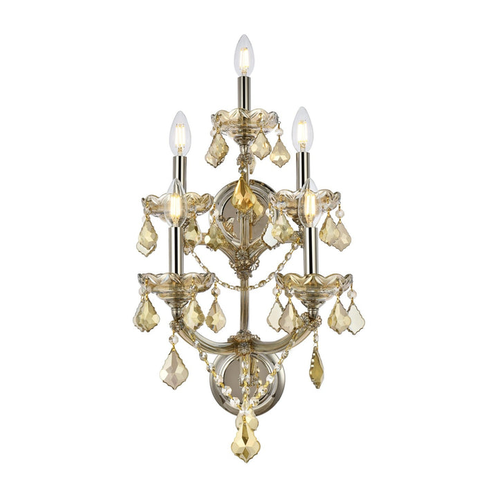 Maria Theresa Crystal Wall Sconce in Golden Teak by Elegant