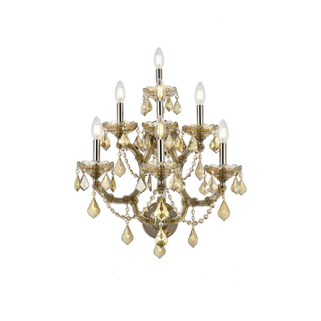 Maria Theresa Crystal Wall Sconce in Golden Teak by Elegant