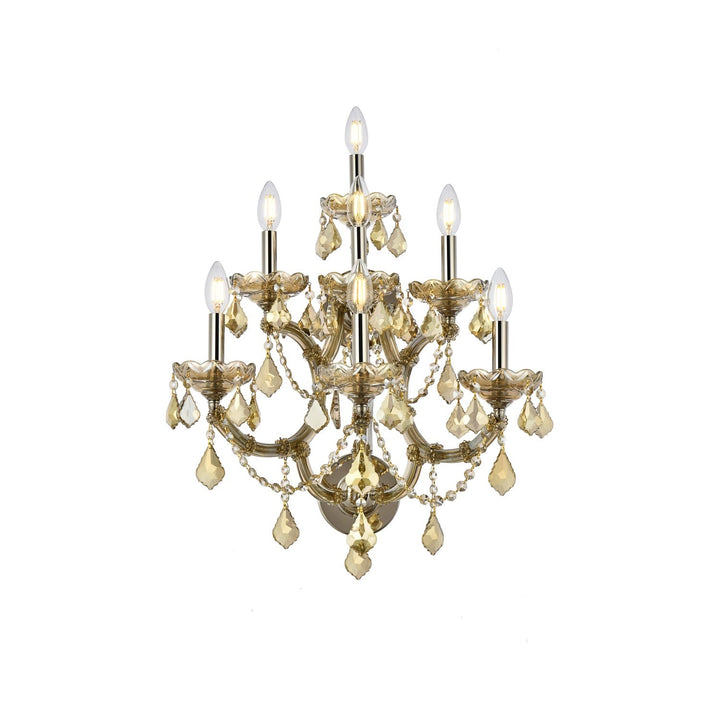 Maria Theresa Crystal Wall Sconce in Golden Teak by Elegant