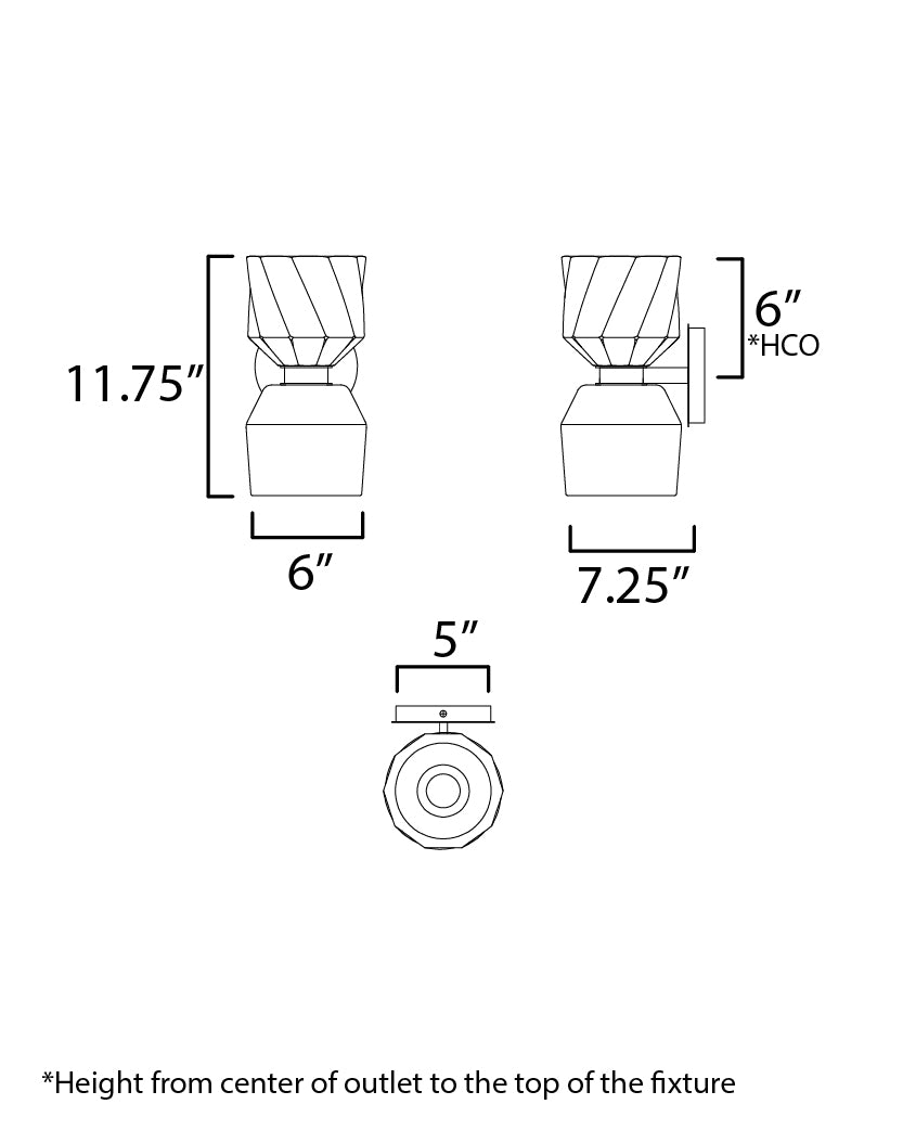 Akimbo 2-Light Wall Sconce dimensions diagram