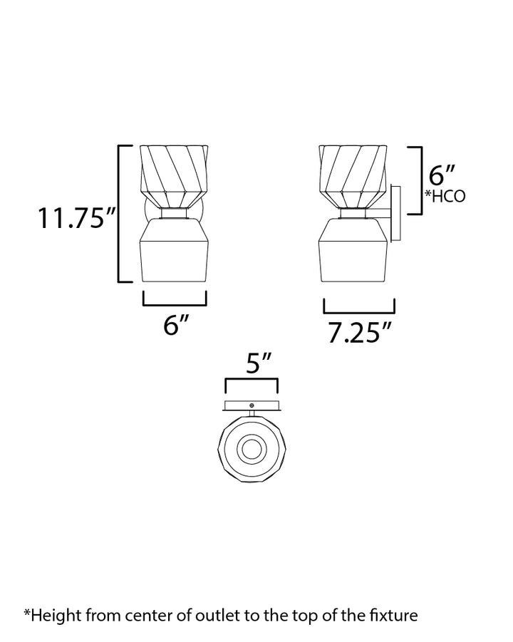 Akimbo 2-Light Wall Sconce dimensions diagram