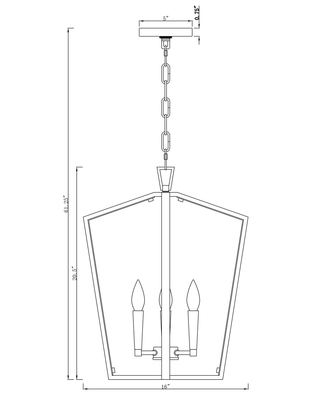 Melrose Pendant dimensions diagram