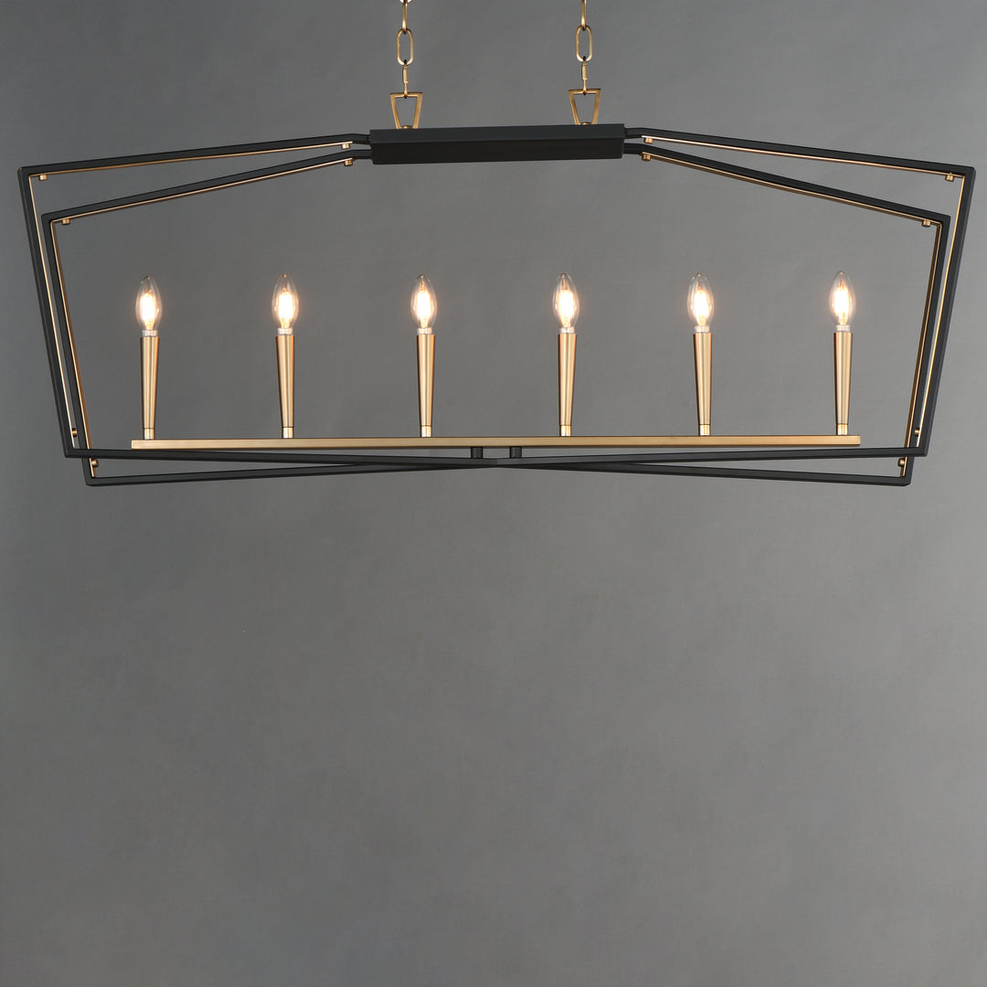 Melrose 6-Light Linear Pendant Black / Natural Aged Brass alternate view
