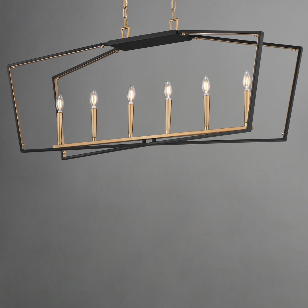 Melrose 6-Light Linear Pendant Black / Natural Aged Brass alternate view