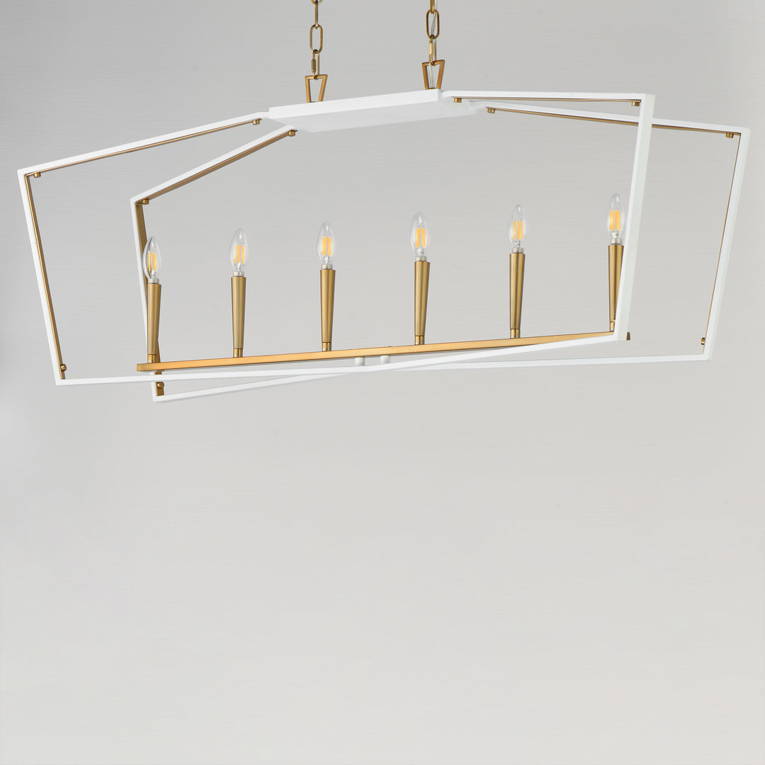Melrose 6-Light Linear Pendant White / Natural Aged Brass alternate view