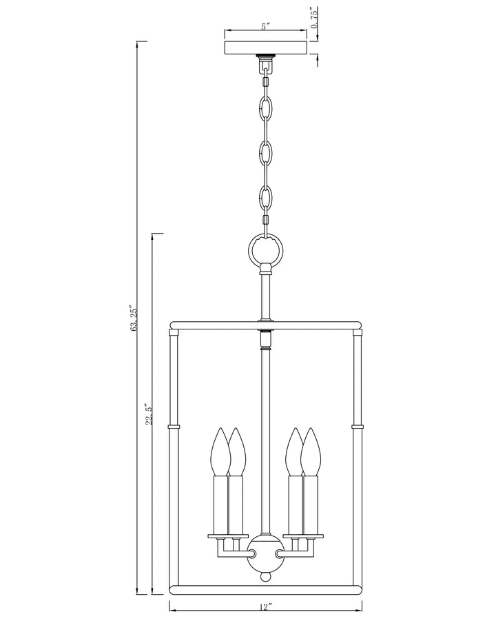 Soho 4-Light Pendant dimensions diagram