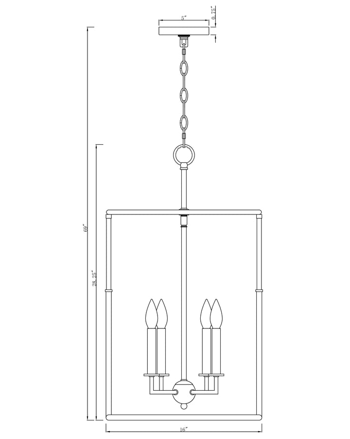 Soho 4-Light Large Pendant dimensions diagram
