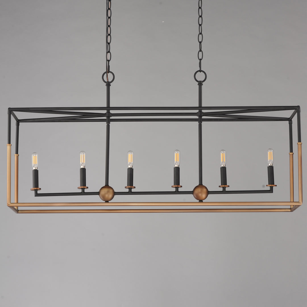 Soho 6-Light Linear Pendant BKWBR alternate view