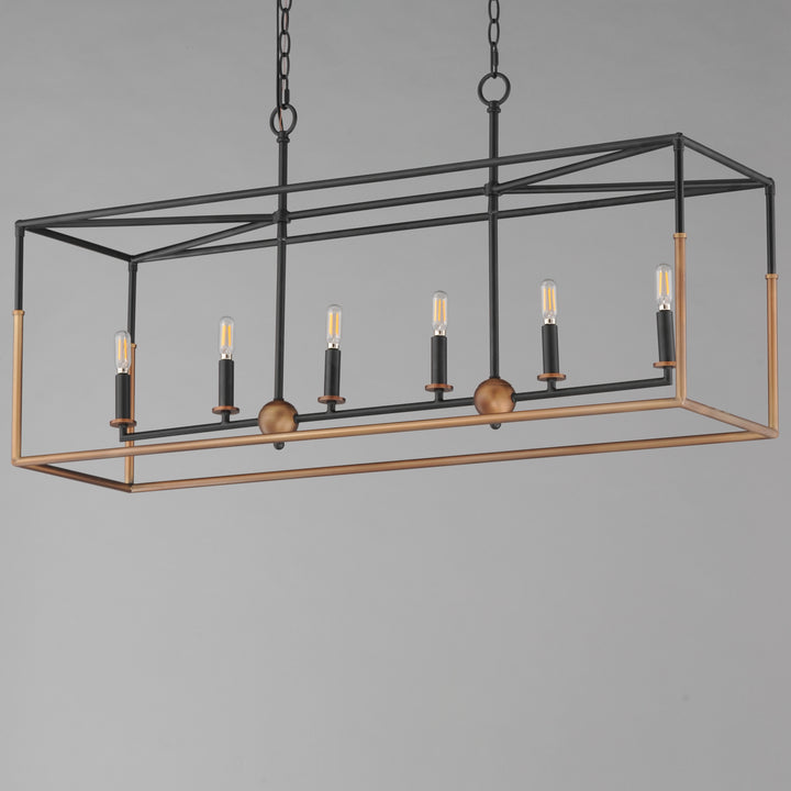 Soho 6-Light Linear Pendant BKWBR alternate view