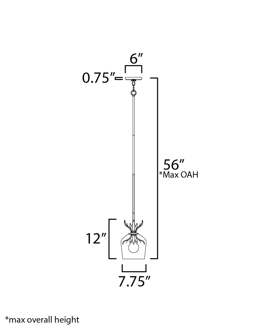Paloma Single Pendant dimensions diagram