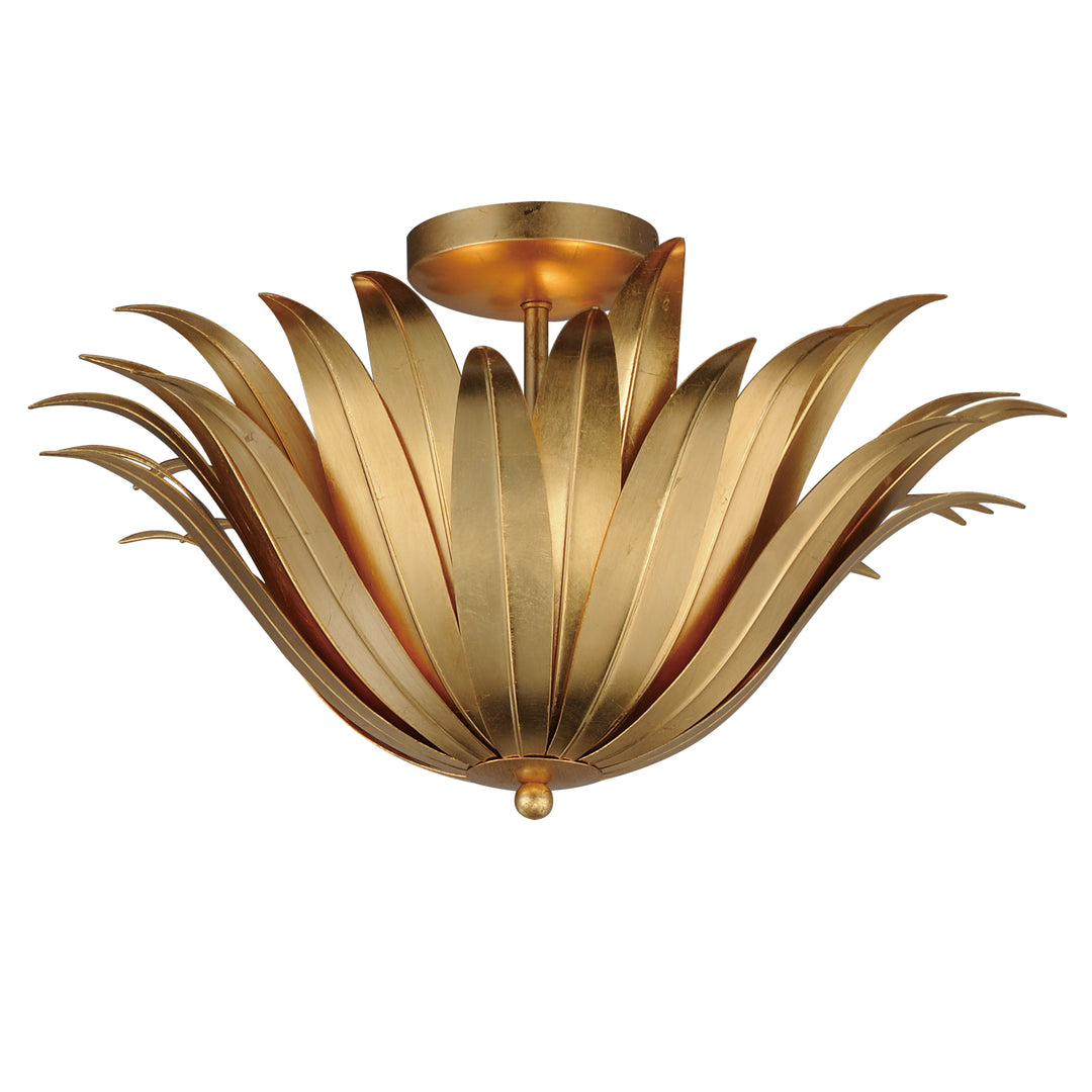 Firenze 3-Light Semi-Flush/Pendant Convertible Gold Leaf