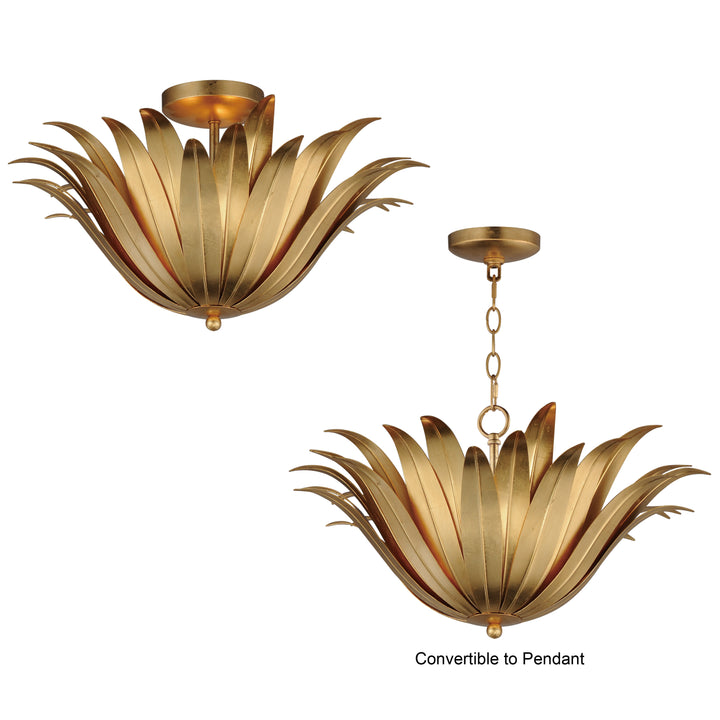 Firenze 3-Light Semi-Flush/Pendant Convertible Gold Leaf alternate view