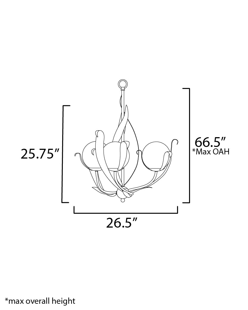 Firenze 3-Light Pendant dimensions diagram