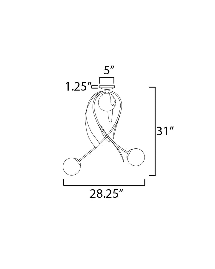 Firenze 3-Light Flush Mount dimensions diagram
