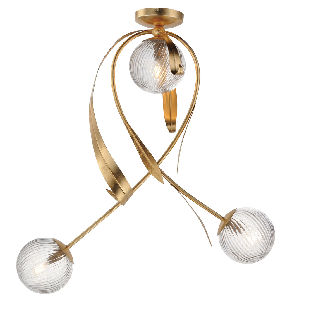 Firenze 3-Light Flush Mount Gold Leaf