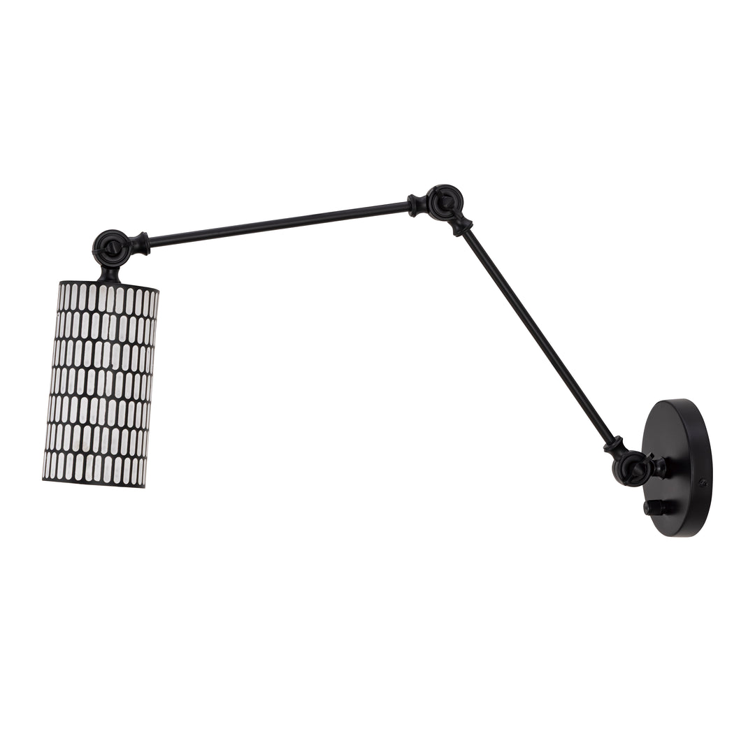 Shaka 1-Light Swing Arm Wall Sconce Black / White
