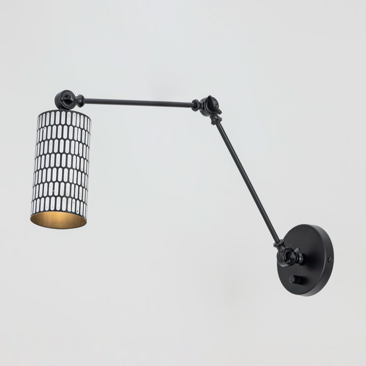Shaka 1-Light Swing Arm Wall Sconce Black / White alternate view
