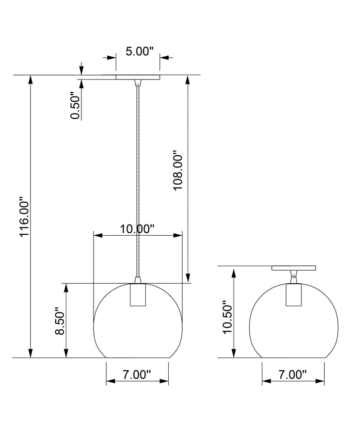 Aurelia Pendant dimensions diagram
