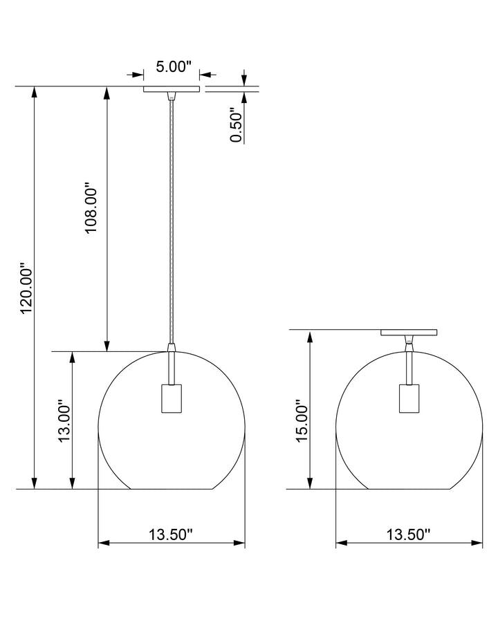 Aurelia Pendant dimensions diagram