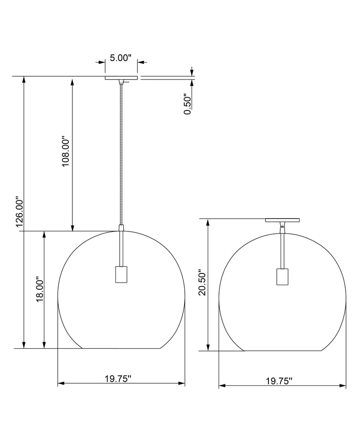 Aurelia Pendant dimensions diagram