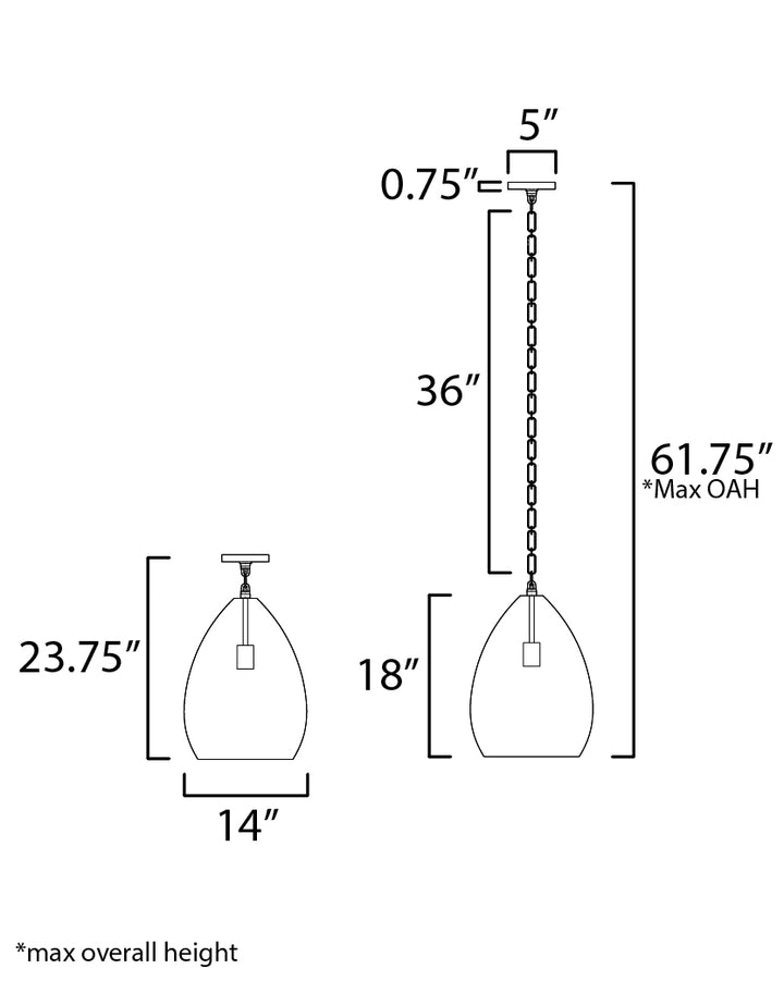 Gilda Pendant dimensions diagram