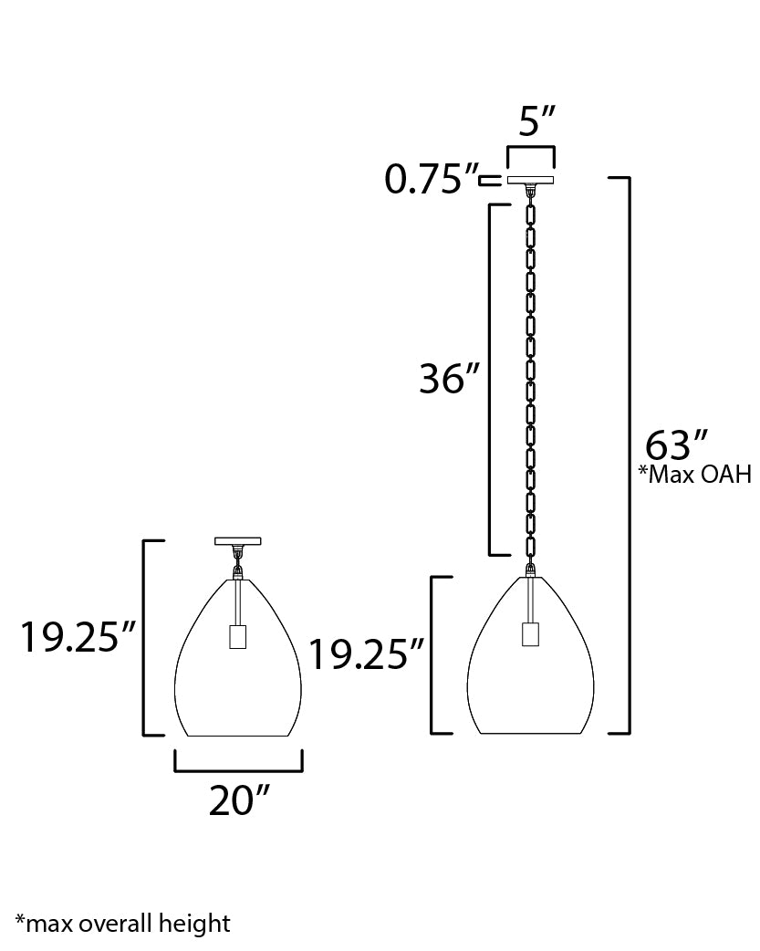 Gilda Large Pendant dimensions diagram